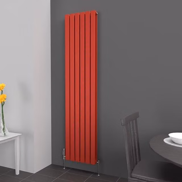 Lux Heat Flat Coloured Vertical Radiator in Red, H 180 cm x W 42 cm