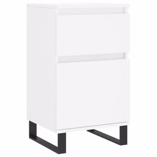 vidaXL Modern White Sideboard in MDF and Metal, W/D/H: 40 x 35 x 70 cm