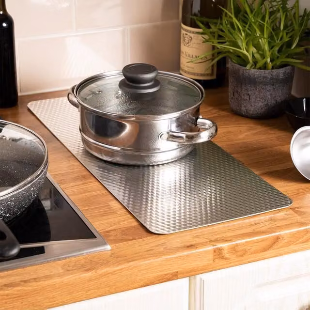 mysmartbuy Heat Resistant Silver Metal Kitchen Mat and Worktop Surface Protector, W: 50 cm, D: 21 cm – 1