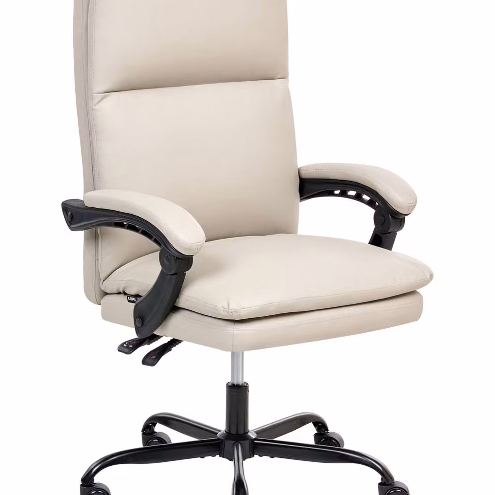 Wyld and Coco Executive Office Chair in Beige Faux Leather with Headrest and Armrests – 2