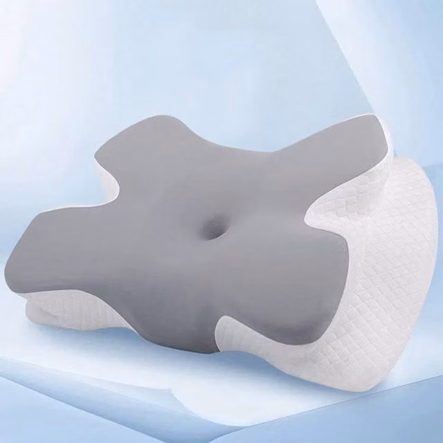 FLAVORA Butterfly Memory Foam Contoured Neck Pillow in Grey
