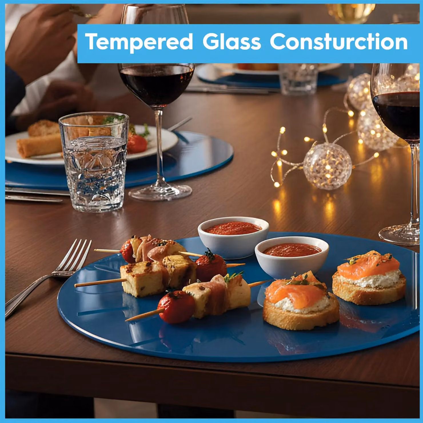 Harbour Housewares Set of 6 Blue Glass Placemats, W: 40 cm, D: 30 cm – 3