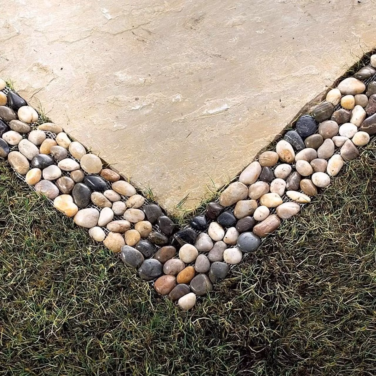 mysmartbuy 4-Pack Natural Stone Pebble Edging Strips in Brown and Multicolour, W/H: 30 x 10 cm each – 5