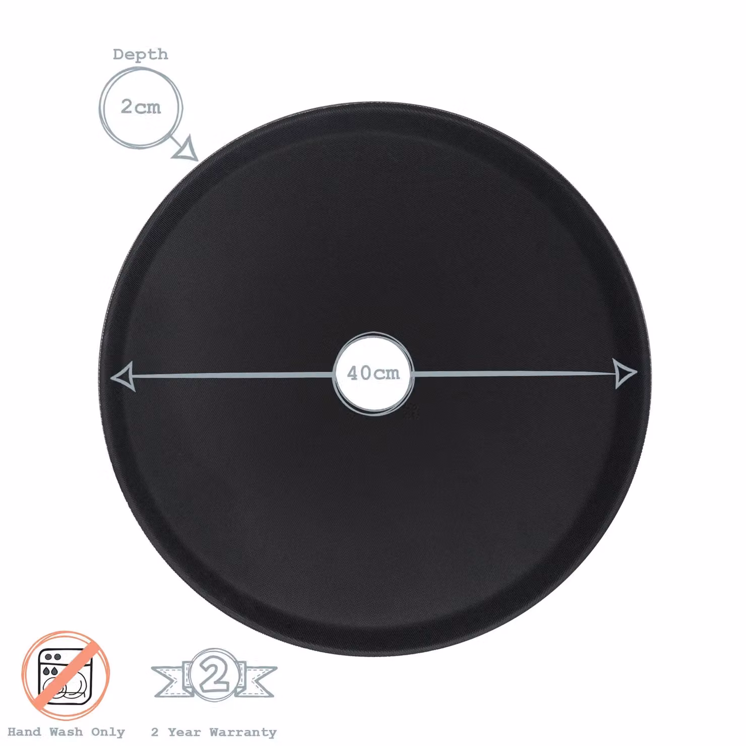 Argon Tableware Black Round Non-Slip Rubberised Serving Trays, Pack of 6, Diameter: 40 cm – 9