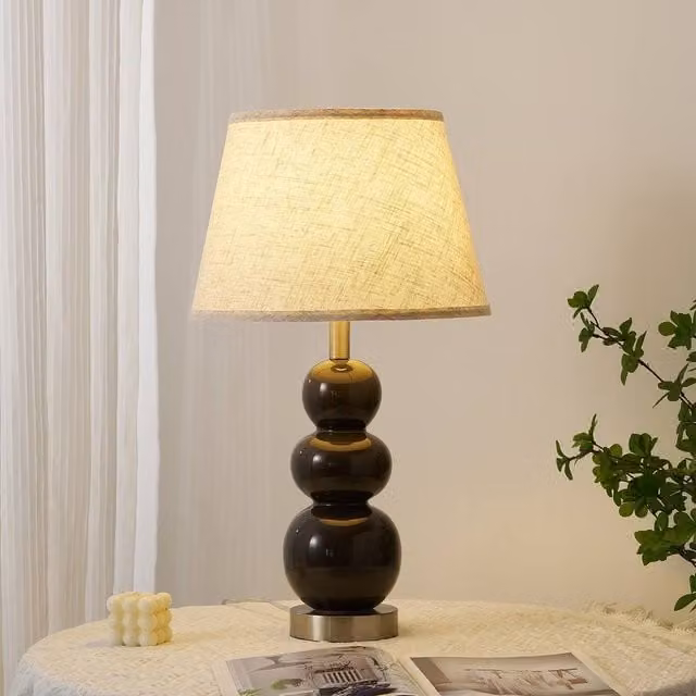 NIVOR Set of 2 Brown Ceramic Table Lamps with USB Ports and Bulbs Included, Height: 62.4 cm – 1