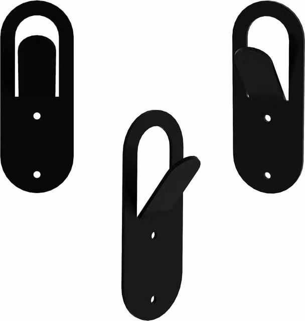 Decortie Elix Modern Triple Hook Set of 3 in Matt Black Metal