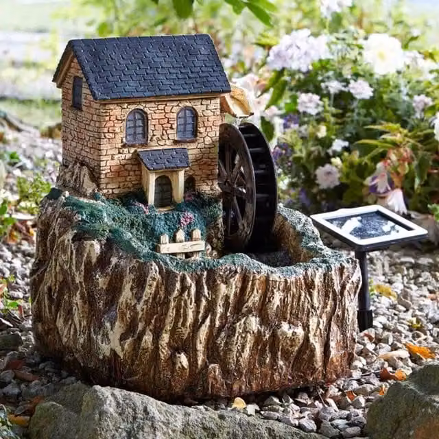 Garden Mile Solar LED Multicoloured Mill Water Feature Tabletop Fountain