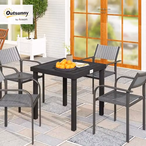 Outsunny Black Square Garden Dining Table for 4 People – 2