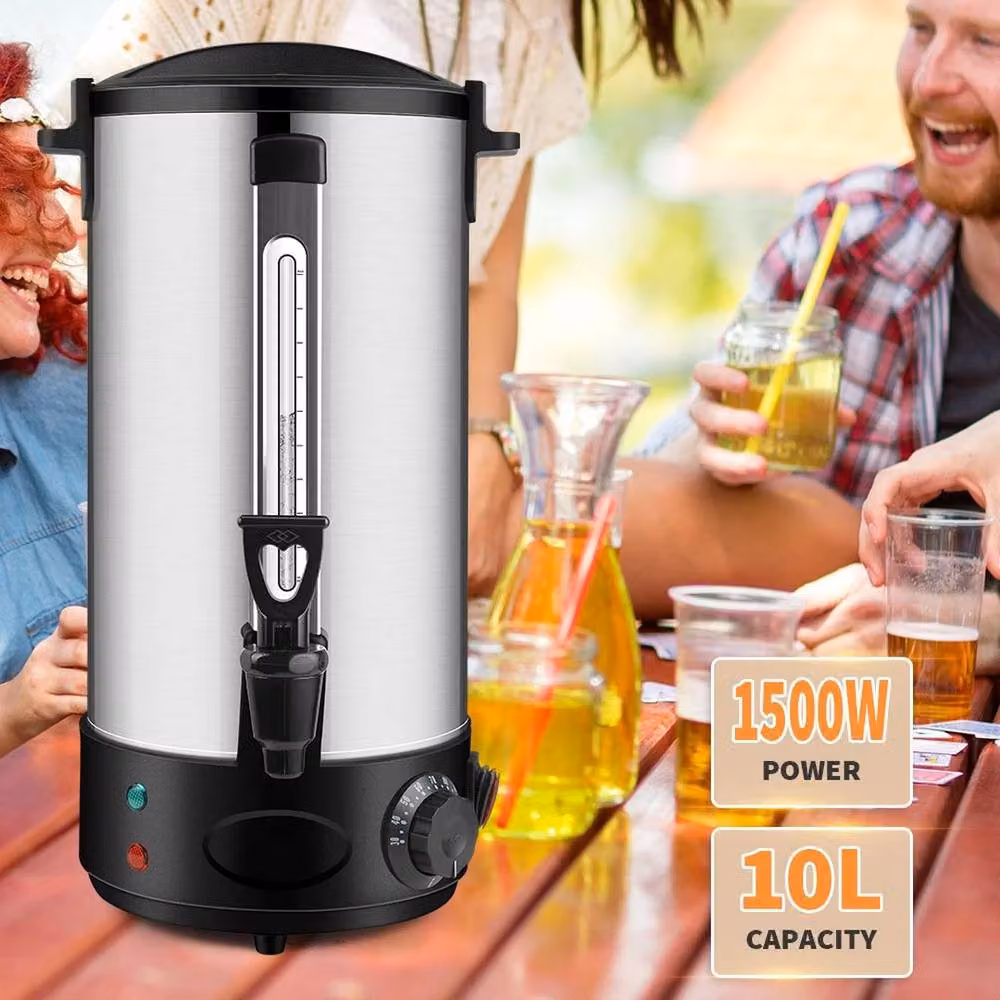 FLAVORA Stainless Steel Commercial Electric Catering Tea Urn with Keep Warm Function, 10L, Silver – 4