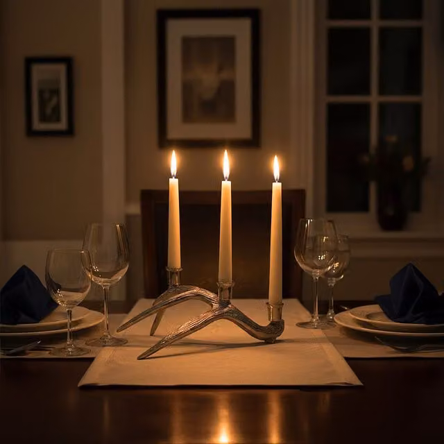 Orsina Antler Design 3 Candle Holder Stand in Silver Metal