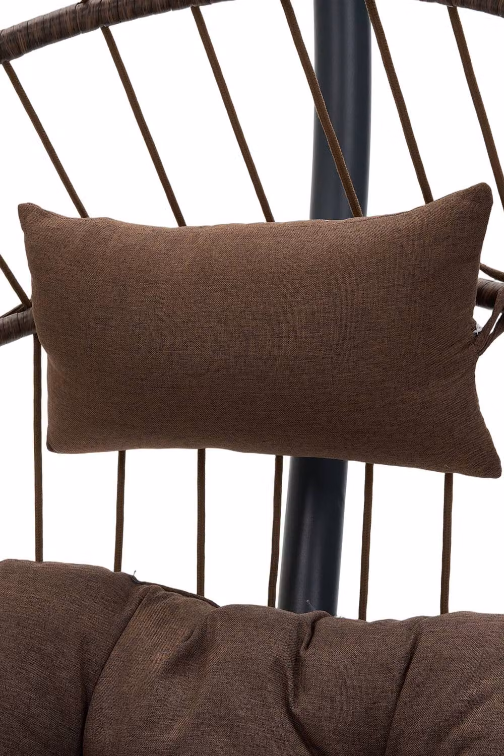 Garden Sanctuary Brown Hanging Egg Chair with Cushion and Headrest – 4