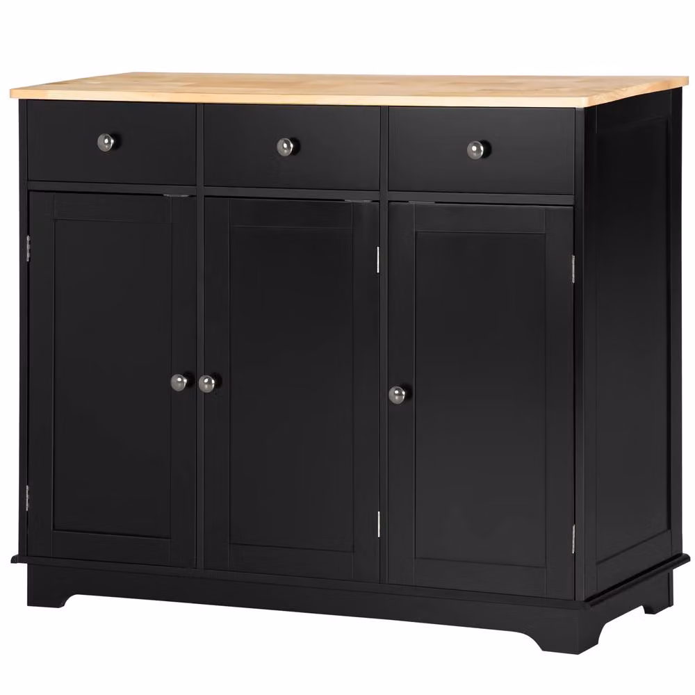 STILVORA Black Matt Sideboard with Adjustable Shelves and Drawers – 4