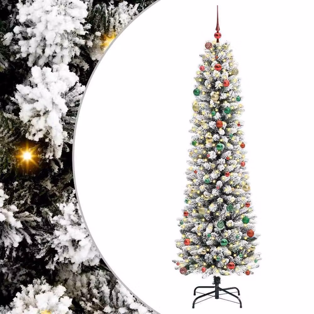 Berkfield Home Artificial Christmas Tree with 300 LEDs in Green, White and Black, Height: 240 cm – 2