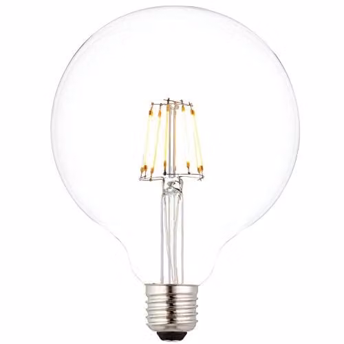 Loops E27 Dimmable LED Filament Globe Light Bulb, 6W, Warm White, Transparent Glass
