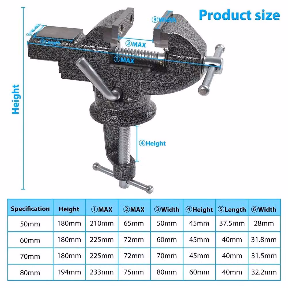 Kelvenix Work Bench Vice with Engineer Jaw and Swivel Base in Black, W: 52 cm – 2