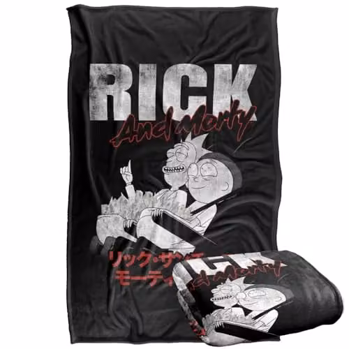 Warner Bros. Rick and Morty Manga Silky Touch Super Soft Fleece Throw Blanket, Multicolour, W: 91.44 cm x L: 147 cm – 1