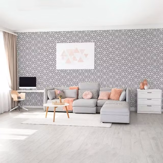 SK Filson Sahara Nights Moroccan Geometric Mosaic Tiles Wallpaper in Grey