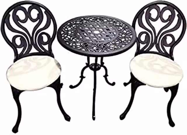 Signature Homes Gardens Penrhyn Cast Aluminium Bistro Set with Cushions in Antique Bronze