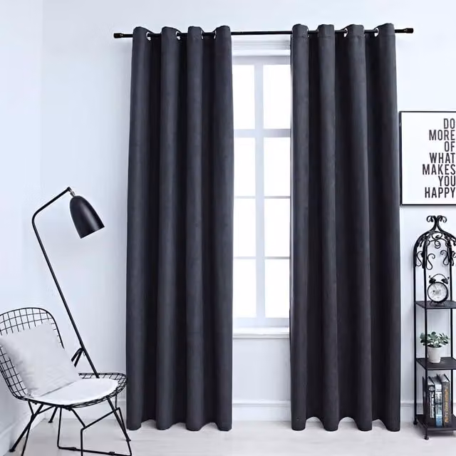 Berkfield Home Blackout Curtains with Eyelets, 2 Pack, Anthracite, W: 140 cm, H: 245 cm