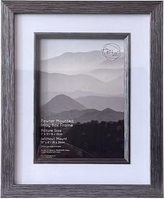The Port. Co Gallery Silver Rectangular Single Metal Tabletop Inlay Box Frame, W: 17.78 cm, H: 12.7 cm