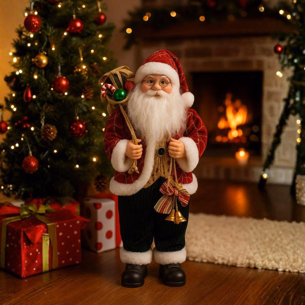 Smartbies Classic Santa Claus Standing Christmas Figurine in Red and Multicolour – 3