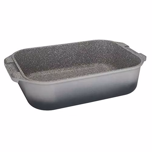 MasterClass Deep Cast Aluminium Roasting Dish with Handles, Grey, W: 41 cm, D: 26 cm, H: 6.8 cm