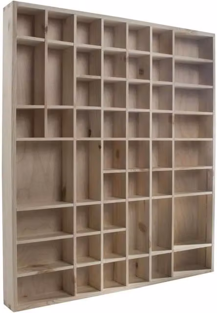 Nordara Large Multicompartment Wall Mounted Pine Wood Storage Shelf in Natural