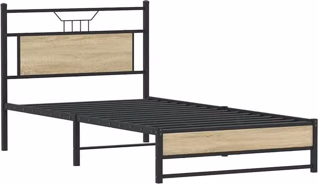 Berkfield Home Decorative Bed Frame in Sonoma Oak and Brown, W/D/H: 100 x 200 cm – 1