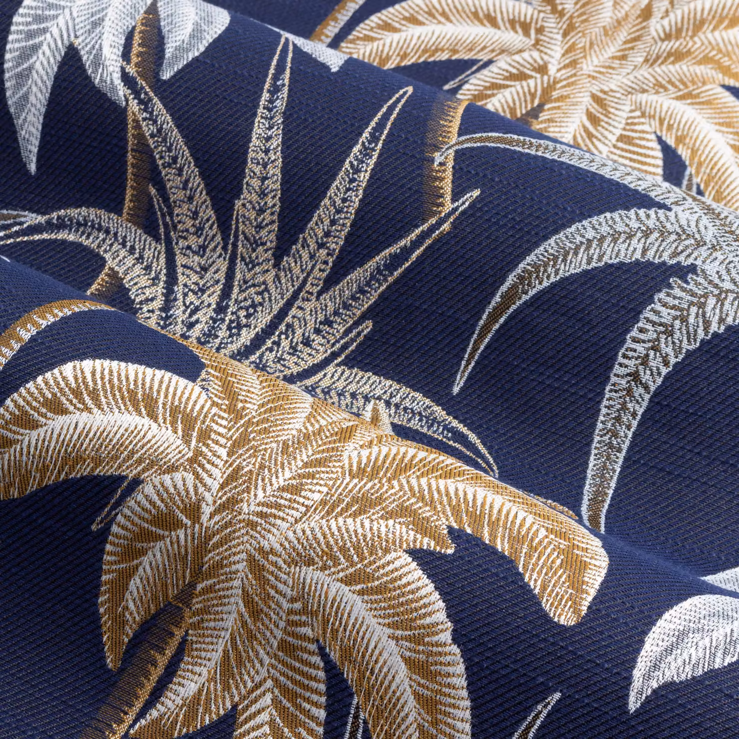 Wylder Tropics Galapagos Jacquard Eyelet Curtains in Blue, Width: 117 cm, Drop: 137 cm – 4