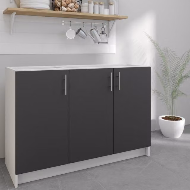 JD Greta Modern Matt Grey Kitchen Sink Unit, W: 120 cm
