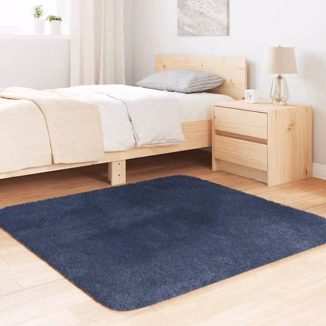 Berkfield Home NAVARRA Shaggy High Pile Rug, Blue, W/D: 120 x 120 cm – 1