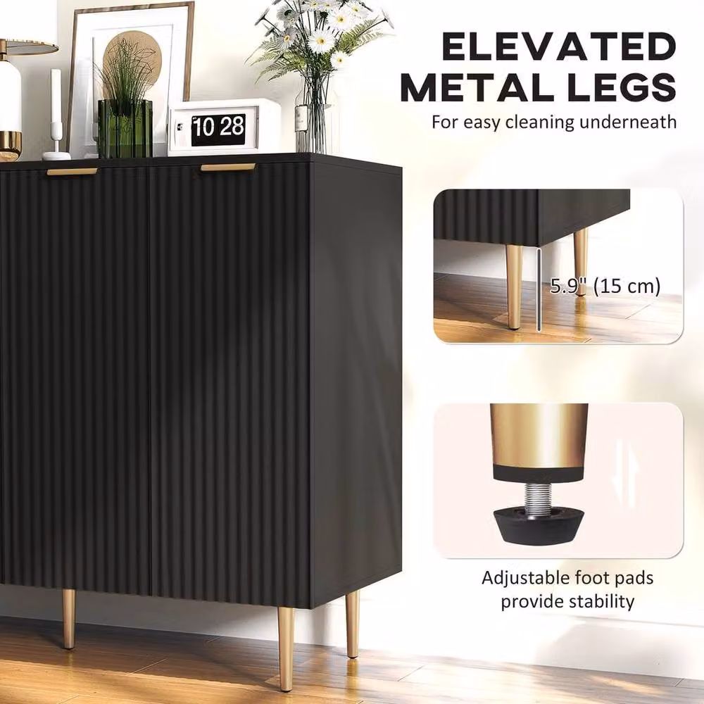 NESTLUNE Sideboard Buffet Cabinet with Adjustable Shelves in Black, W/D/H: 100 x 100 x 100 cm – 4