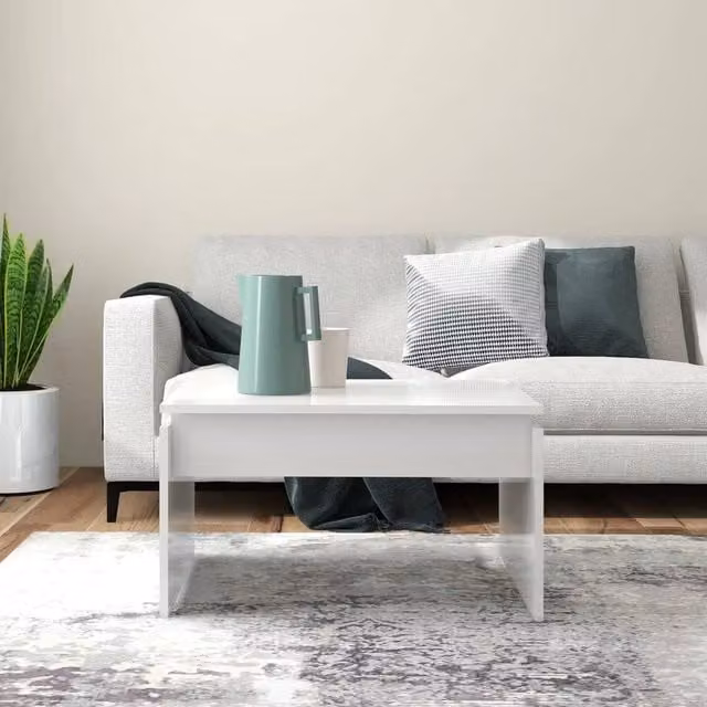 Berkfield Home Modern High Gloss White Coffee Table W/D/H: 68 x 50 x 38 cm