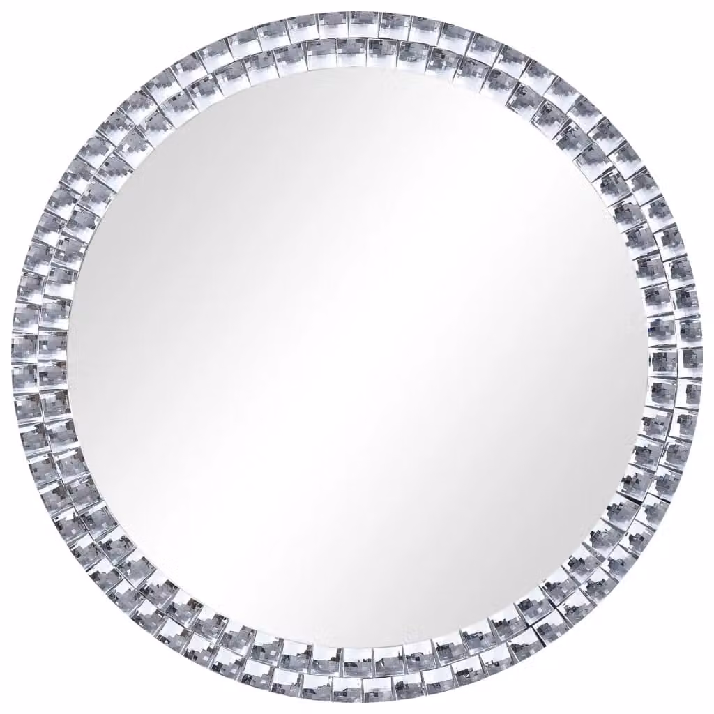 Berkfield Home Modern Round Wall Mirror in Silver with Tempered Glass, Diameter: 60 cm – 2