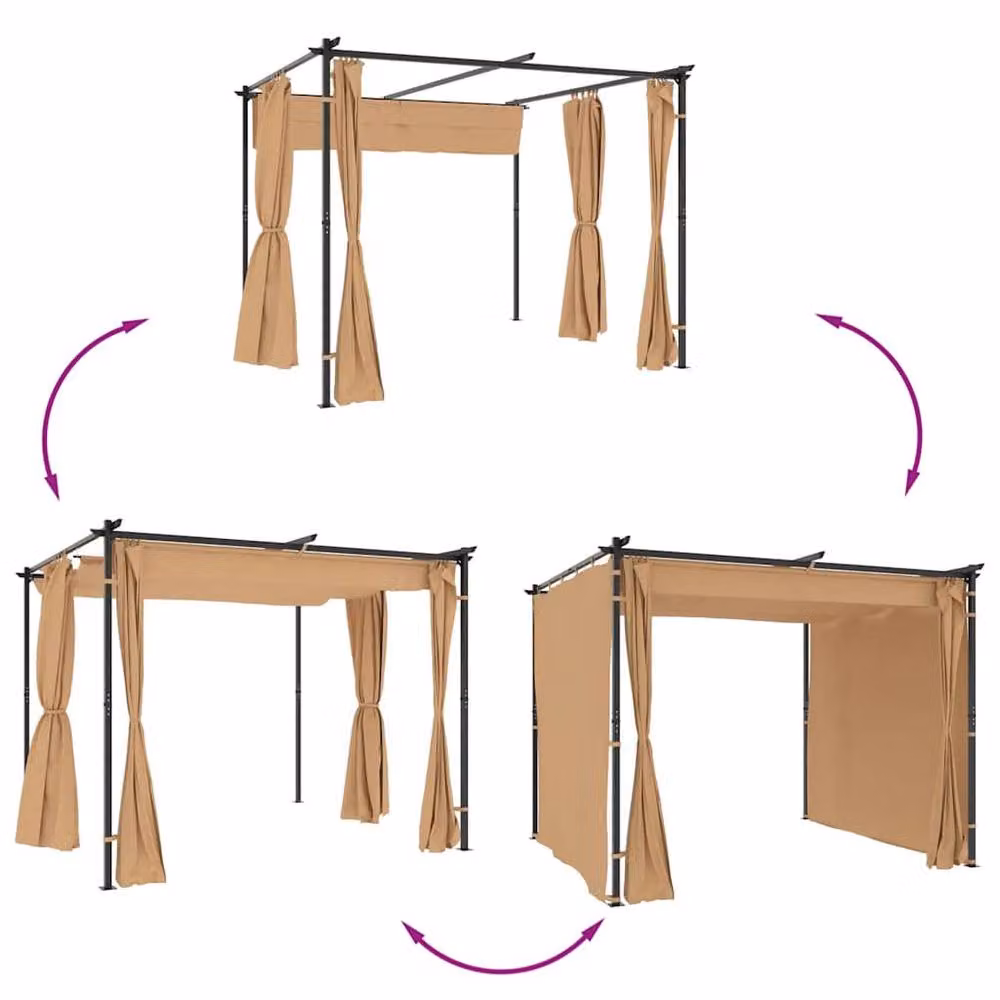 Berkfield Home Gazebo with Curtains, Beige Steel and Polyester, W: 300 cm, D: 300 cm, H: 230 cm – 4
