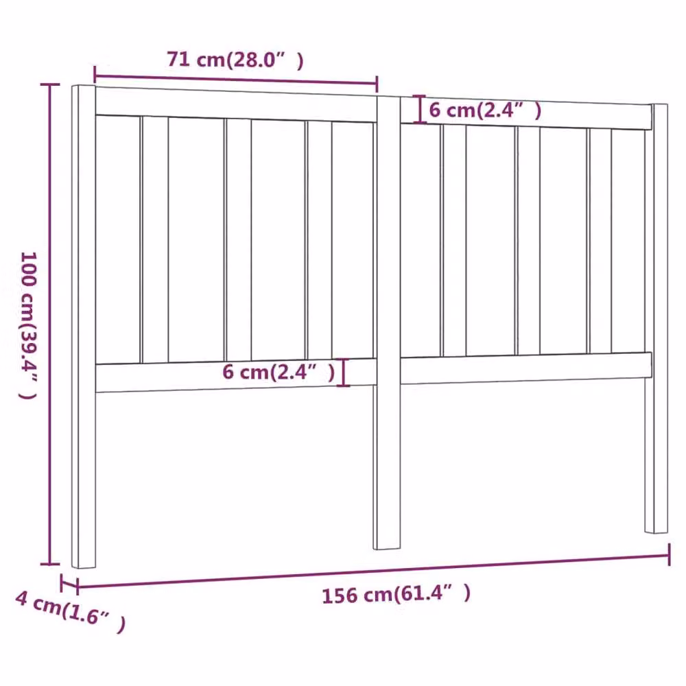 Berkfield Home Rustic Solid Wood Pine Bed Headboard, Honey Brown, W: 156 cm, D: 4 cm, H: 100 cm – 3