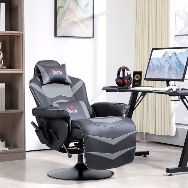 HOMCOM Grey PU Leather Massage Recliner Armchair with Remote Control