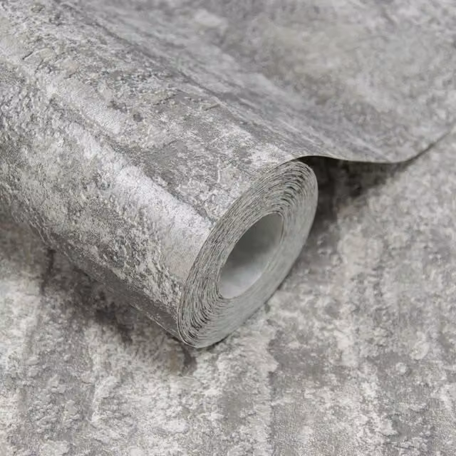 Grandeco Drew Textured Blown Mica Vinyl Wallpaper in Grey and Blue