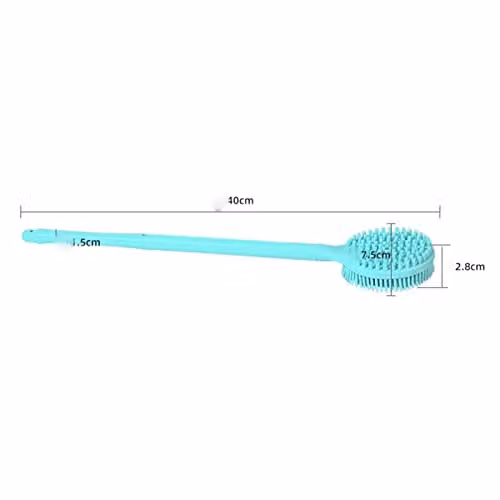JINGYAN Double-Sided Silicone Shower Body Brush with Long Handle and Sink Drain Stopper in Turquoise