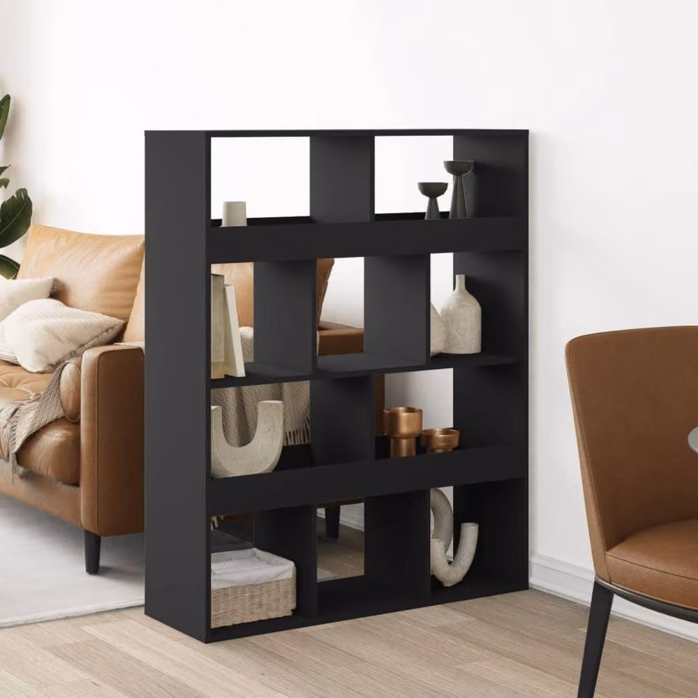 Berkfield Home Black Modern Room Divider in MDF, W: 100 cm, D: 33 cm, H: 125.5 cm – 2
