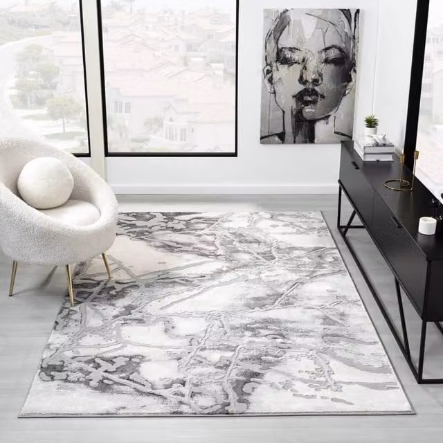 DS Living Grey Rectangular Rug Collection W: 160 cm, D: 225 cm