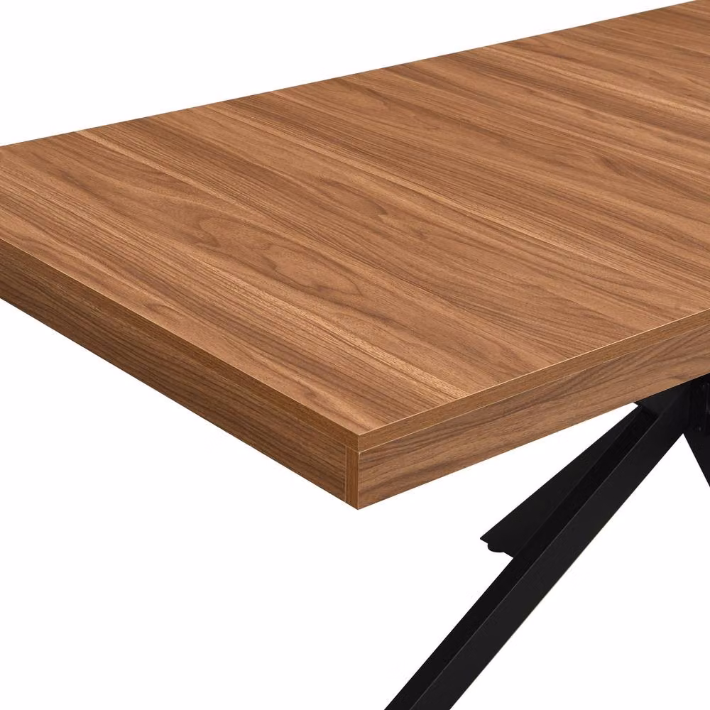 Mona Vale Furniture Industrial X-Frame Extendable Rectangular Dining Table in Walnut and Brown – 4