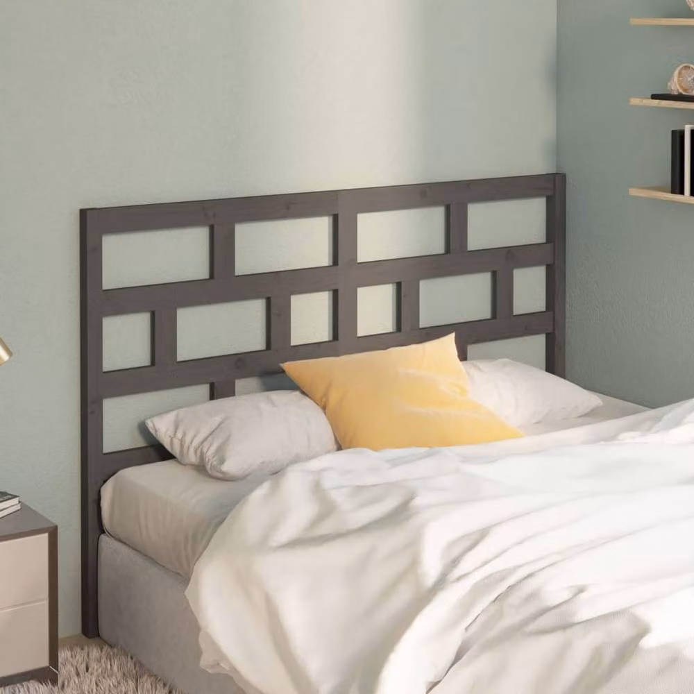 Berkfield Home Grey Rustic Solid Pine Wood Bed Headboard W: 126 cm, D: 4 cm, H: 100 cm – 2