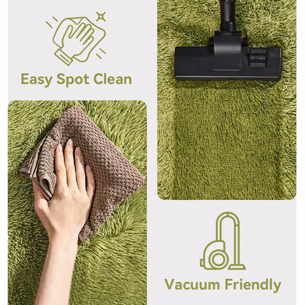 MCC Direct Faux Fur Rectangle Shaggy Area Rug in Green, W: 160 cm, L: 230 cm – 3