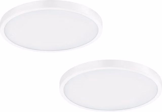 Loops 2 Pack White Round Surface Mounted LED Wall and Ceiling Light, 25W, 3000K, Diameter: 40 cm