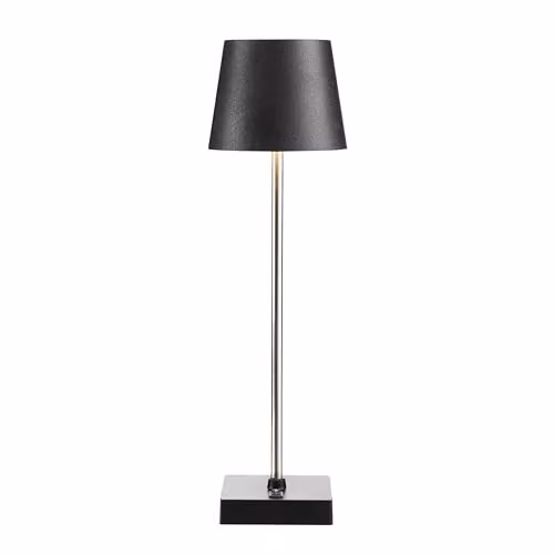 mysmartbuy Modern Portable Cordless LED Table Lamp with Black Fabric Shade and Silver Stand, Warm White, H36 x 10.5 cm Diameter – 2