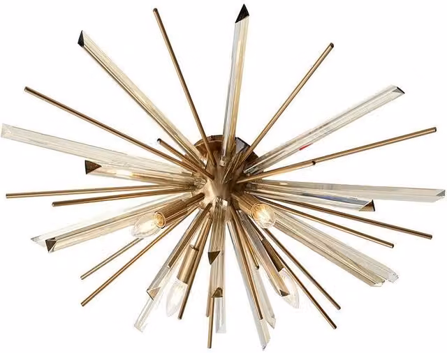 Netlighting SALERNO Modern Dimmable 4 Light Indoor Ceiling Pendant in Gold/Brass and Transparent Glass