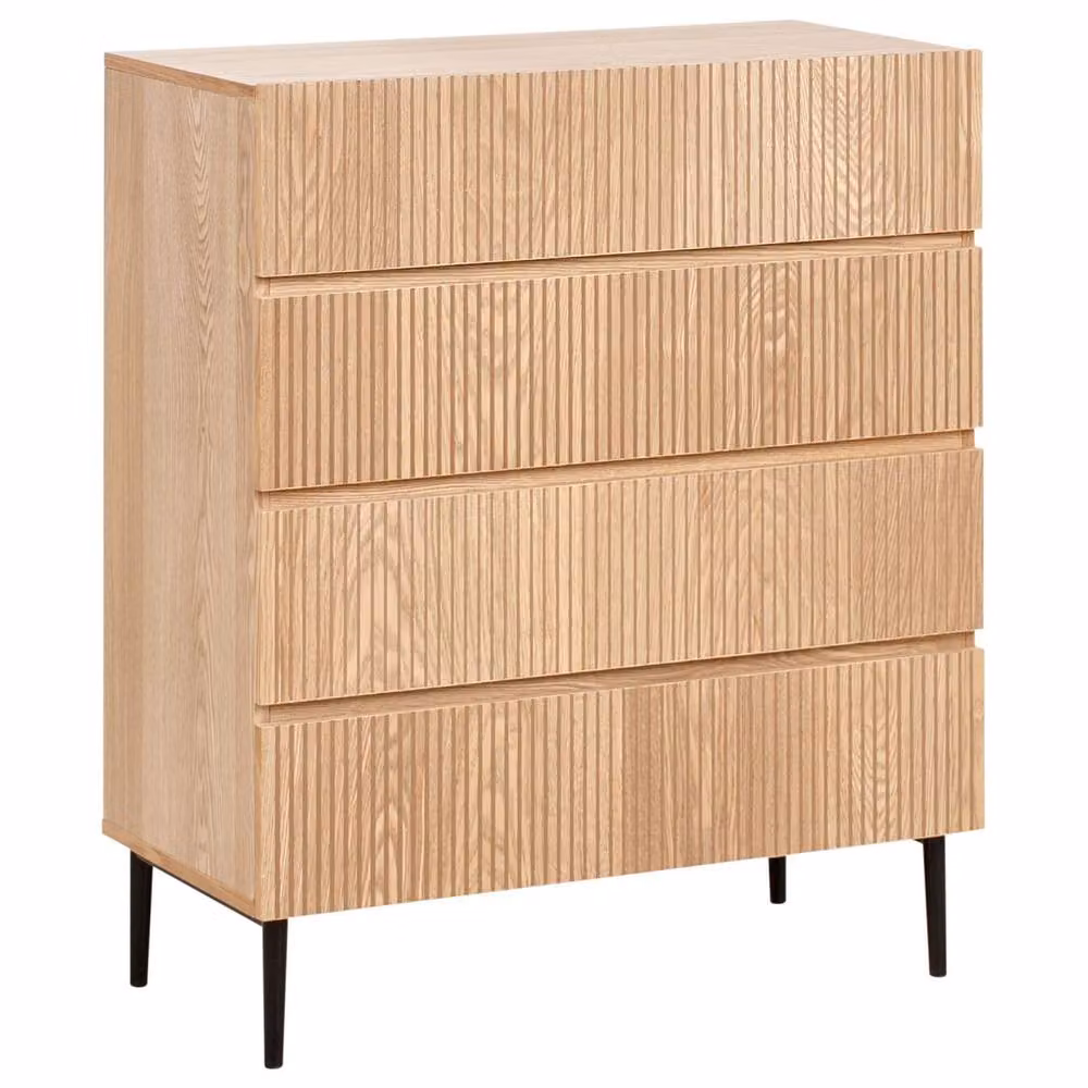 Wyld and Coco LuxeCasa 4-Drawer Chest in Brown Natural Ash with Ribbed Front Modern Storage – 2