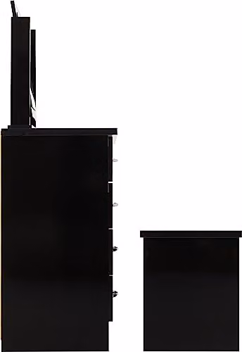 Seconique Nevada Black High Gloss Dressing Table and Stool Set – 3