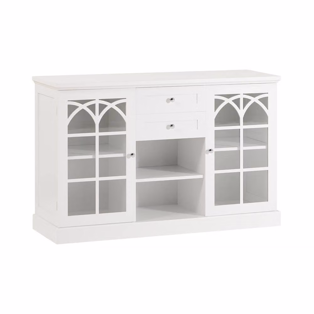 SoBuy White Farmhouse Credenza with Glass Doors and Soft-Close Drawers – 2